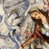 110X90 Persian Tabriz Rug  لوحة  سجاد فارسيه تبريز - Image 8