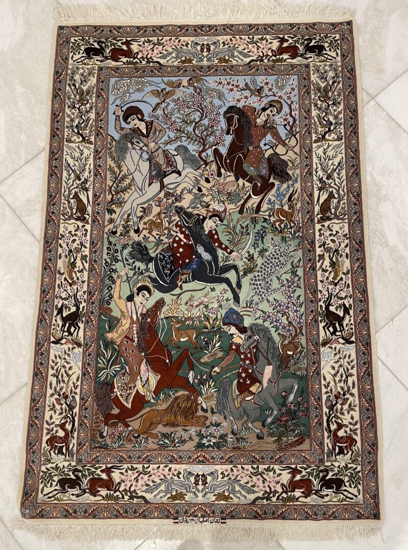2X130 Persian Isfahan rug سجادة فارسيه أصفهان