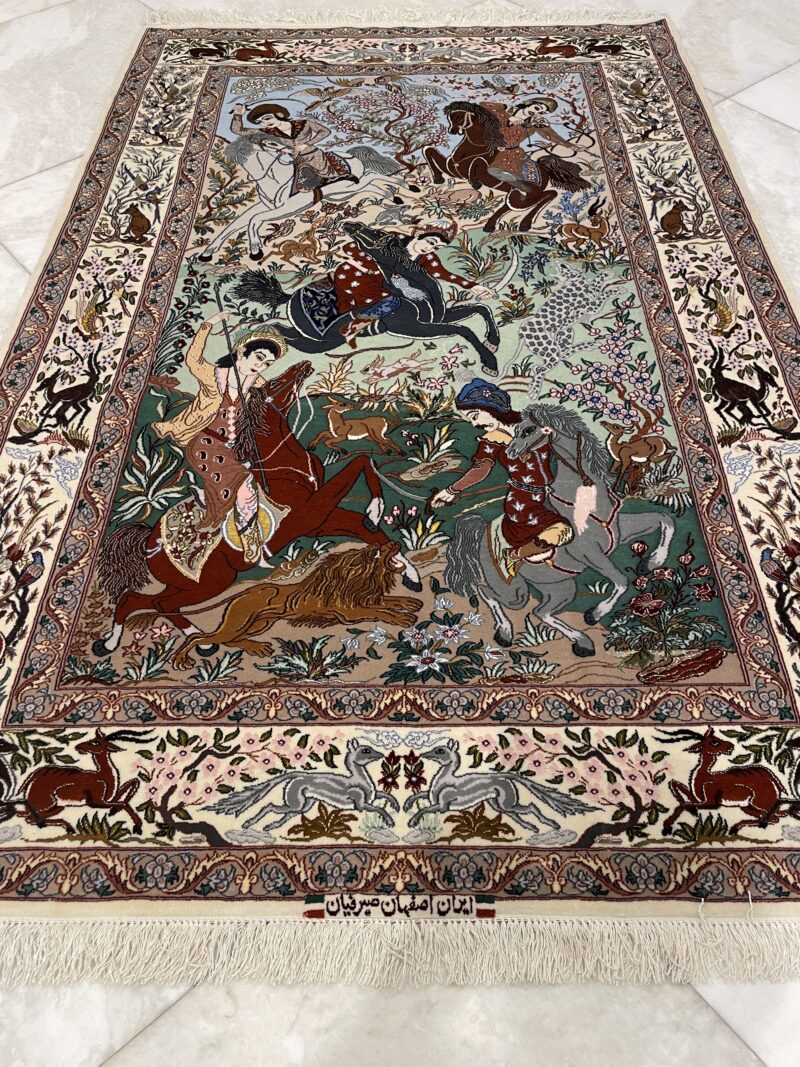 2X130 Persian Isfahan rug سجادة فارسيه أصفهان - Image 3