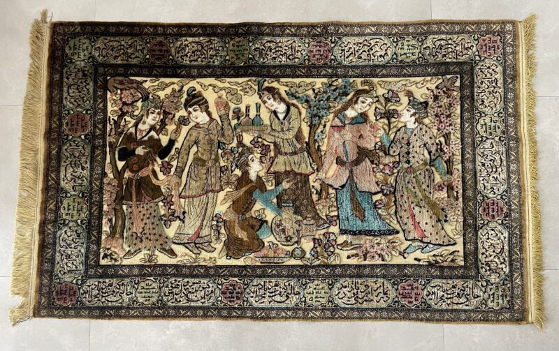 105X172 Qom Persian rug سجادة حرير فارسيه قم
