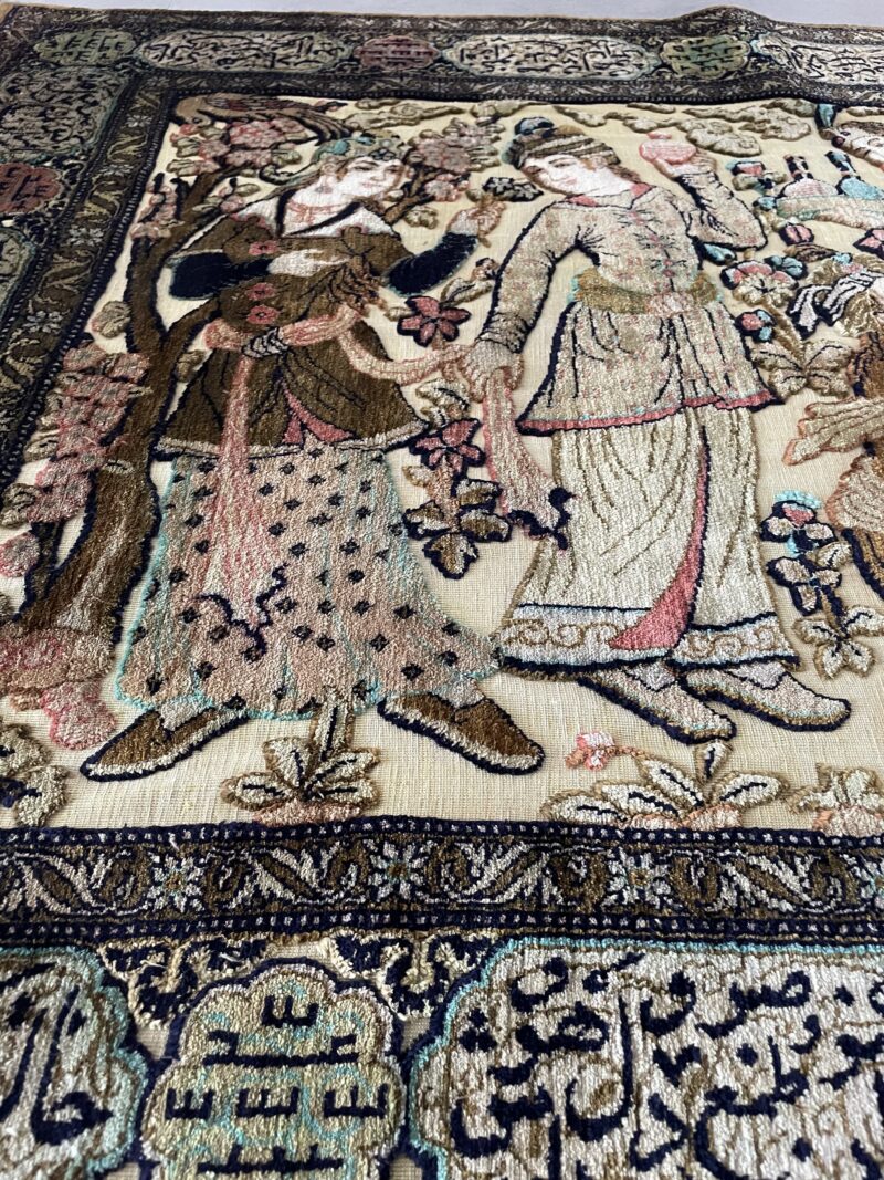 105X172 Qom Persian rug سجادة حرير فارسيه قم - Image 4