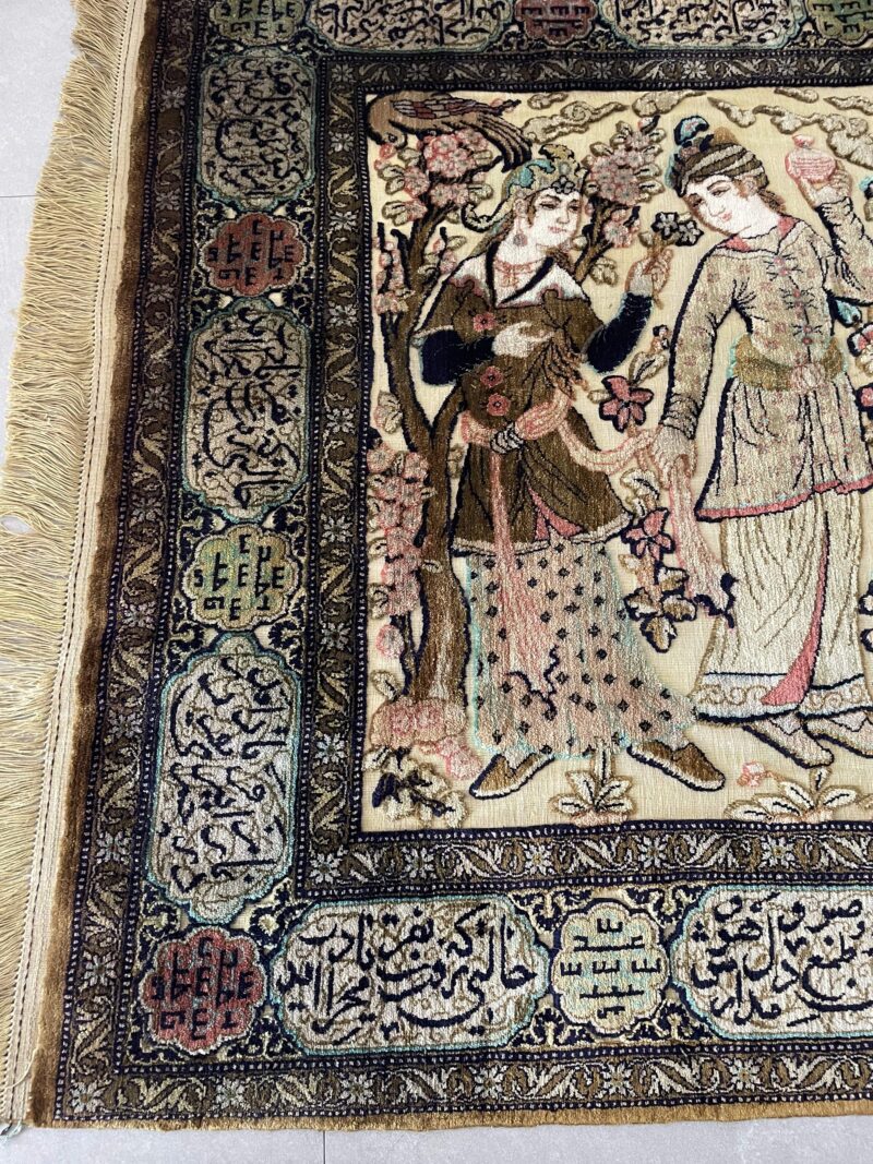 105X172 Qom Persian rug سجادة حرير فارسيه قم - Image 3