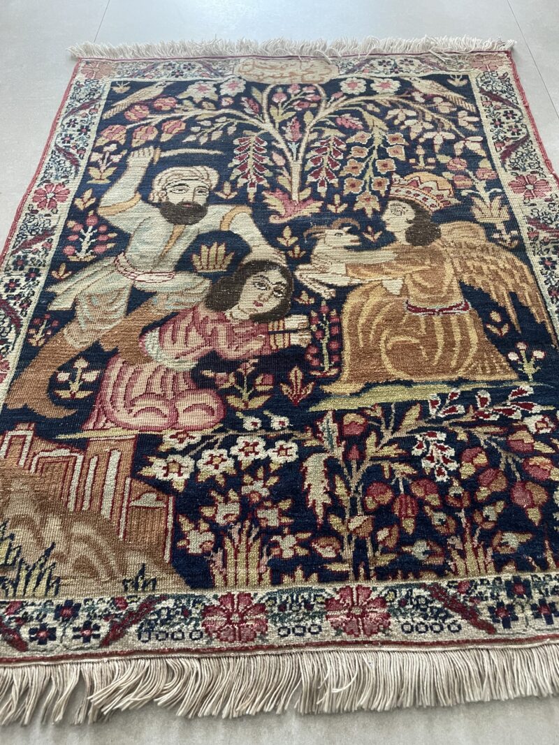 72X60 Antique Kerman Persian Pictorial Rug سجادة كرمان فارسيه أنتيك - Image 2