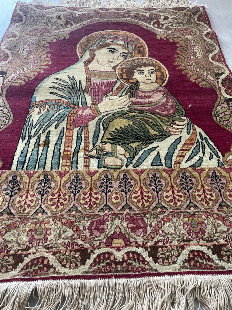 76X59 Antique Kerman Persian Pictorial Rug سجادة كرمان فارسيه أنتيك - Image 2