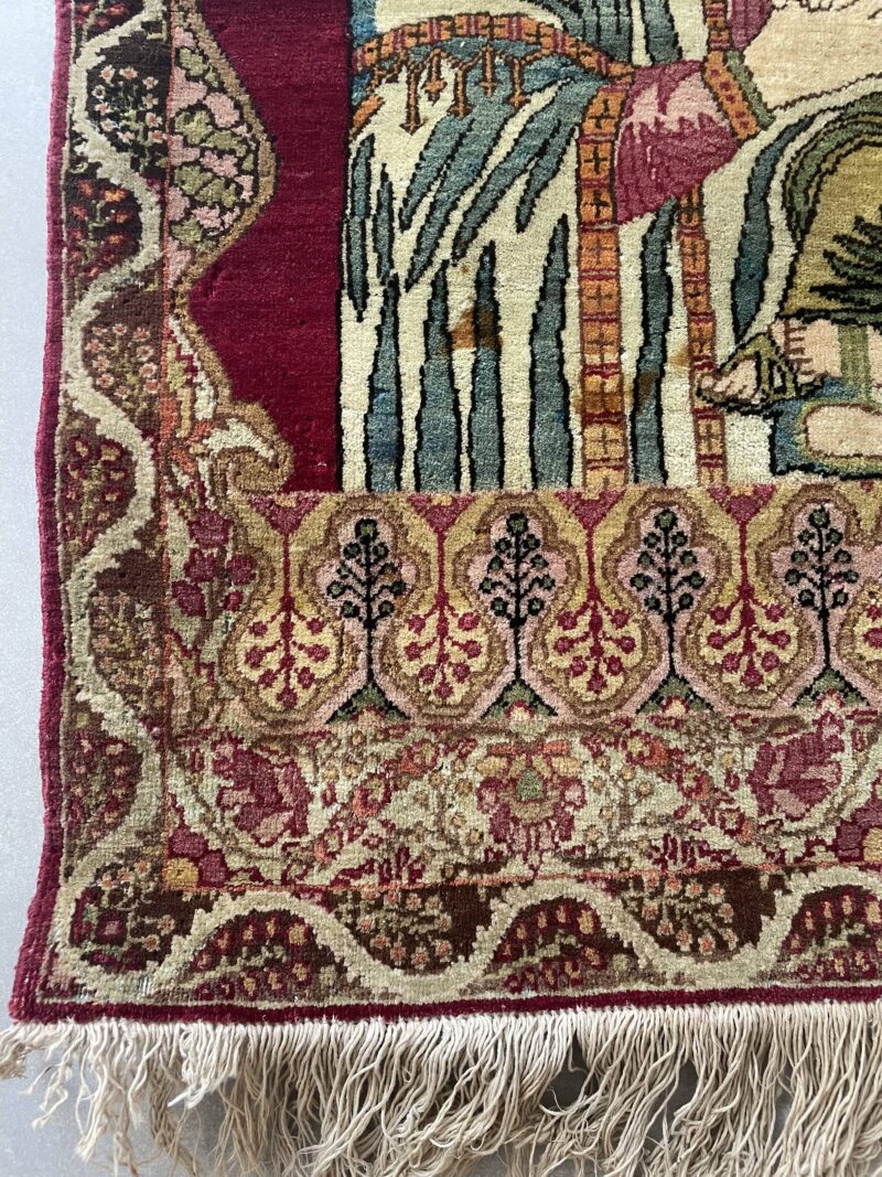 76X59 Antique Kerman Persian Pictorial Rug سجادة كرمان فارسيه أنتيك - Image 4