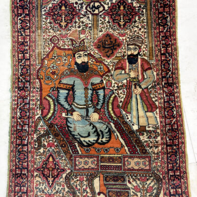 89X58 Antique Kerman Persian Pictorial Rug سجادة كرمان فارسيه أنتيك نادر شاه