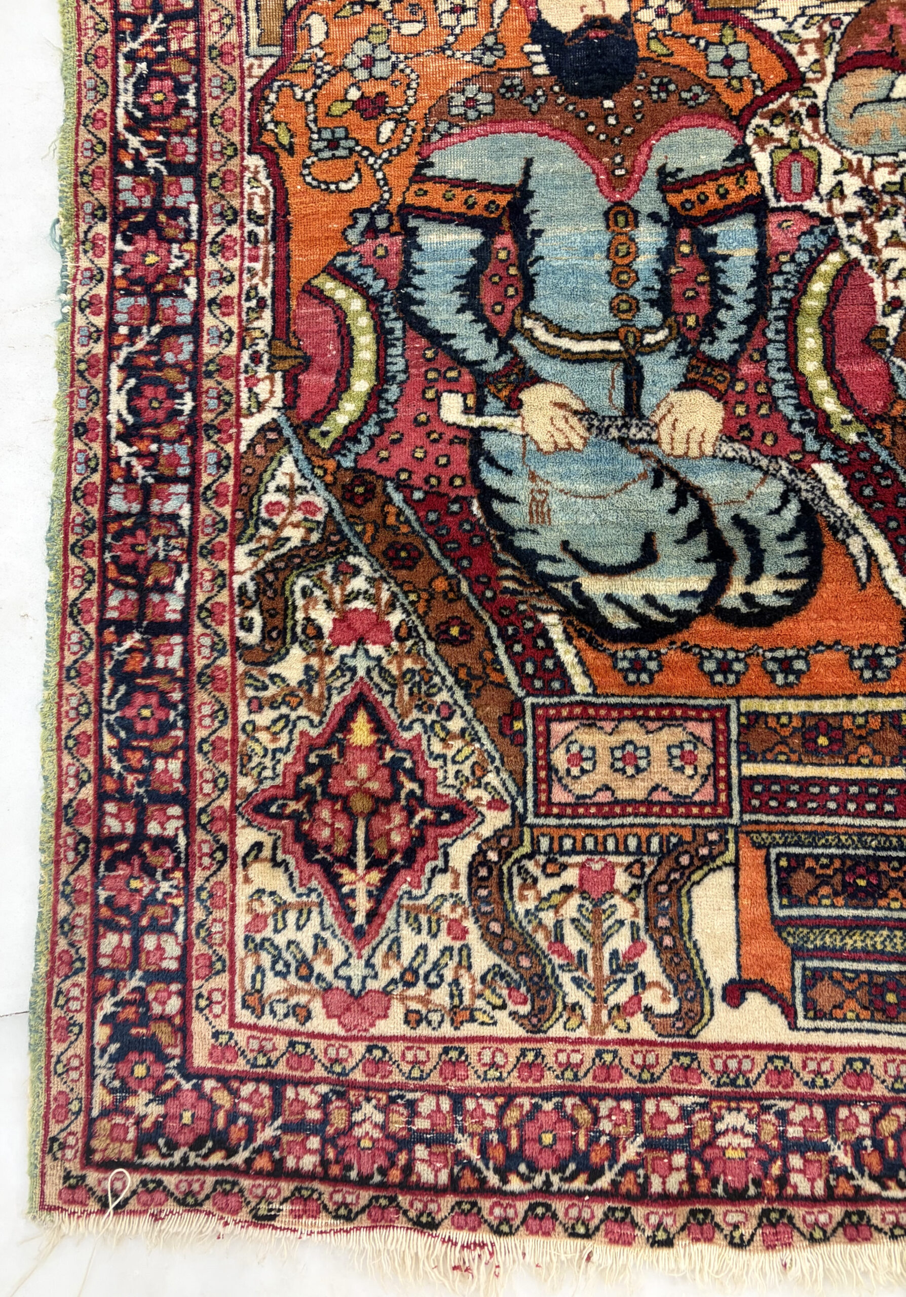 89X58 Antique Kerman Persian Pictorial Rug سجادة كرمان فارسيه أنتيك نادر شاه - Image 6