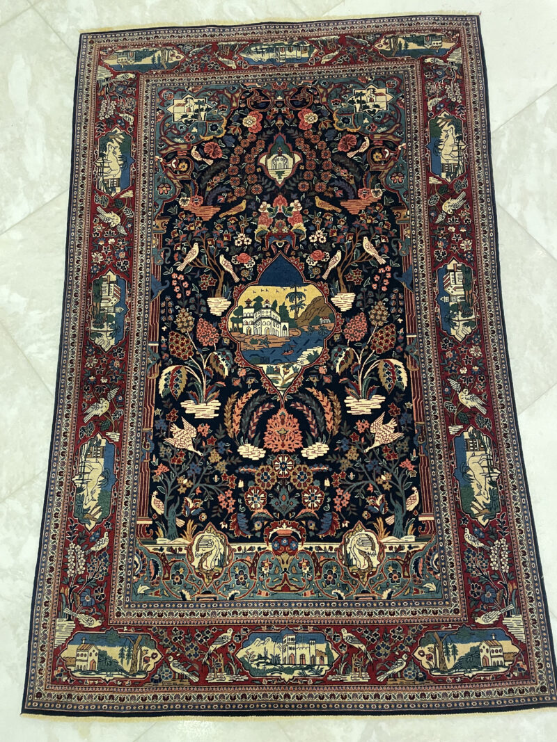 210X133 Antique Persian Kashan Rug سجادة فارسيه كاشان أنتيك