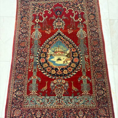 203X130 Antique Persian Kashan Rug سجادة فارسيه كاشان أنتيك