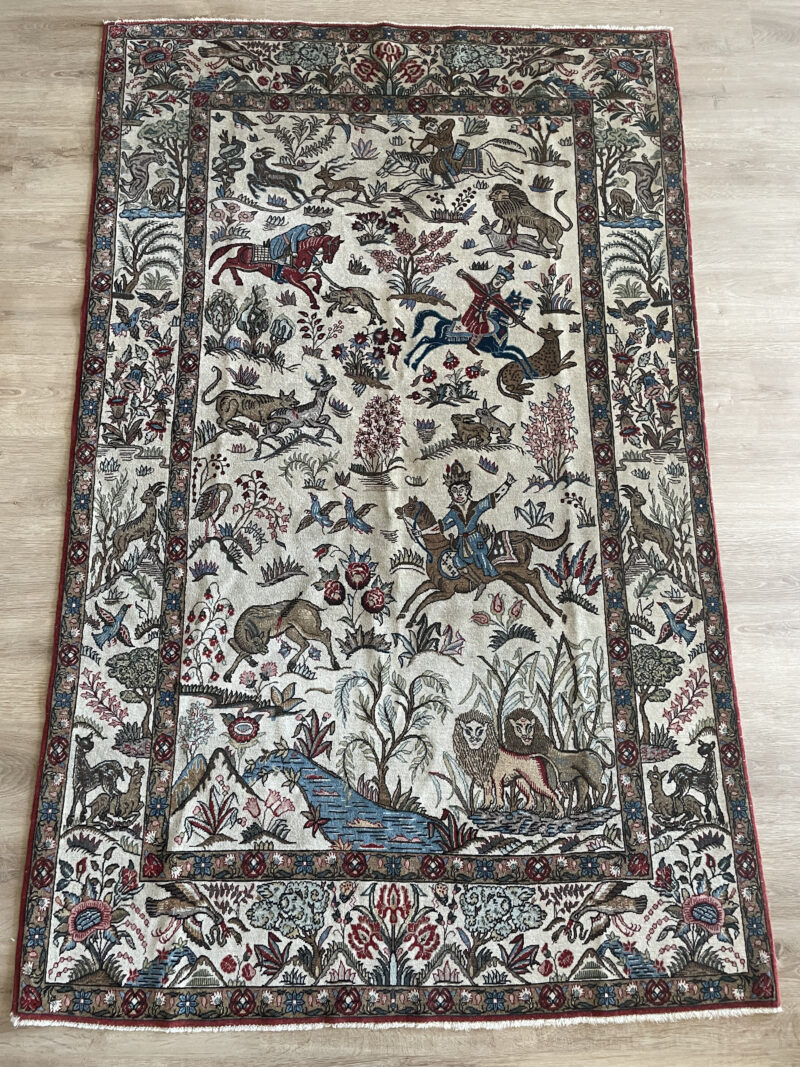 216X134 Simi antique rare Qom fine rug سجاده قم