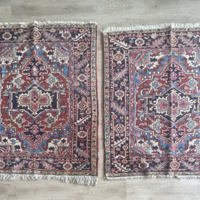 128X109 Antique Persian heriz serapi Rug قطعتين سجادة  فارسيه هريس سرابي  أنتيك