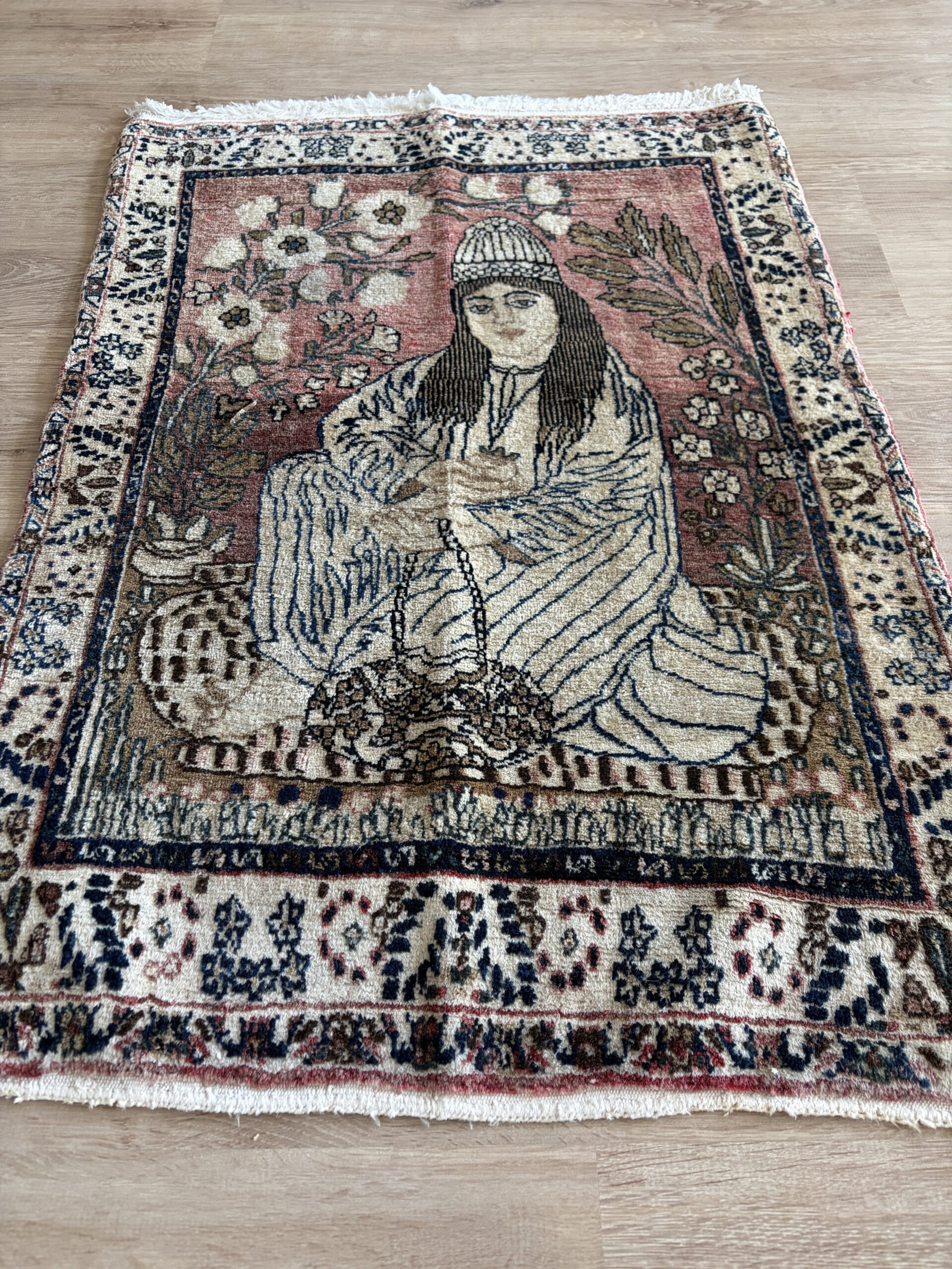 86X762 Antique Kerman Persian Pictorial Rug سجادة كرمان فارسيه أنتيك - Image 2