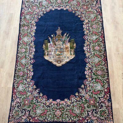255X163 Antique Kerman Persian Pictorial Rug سجادة كرمان فارسيه أنتيك